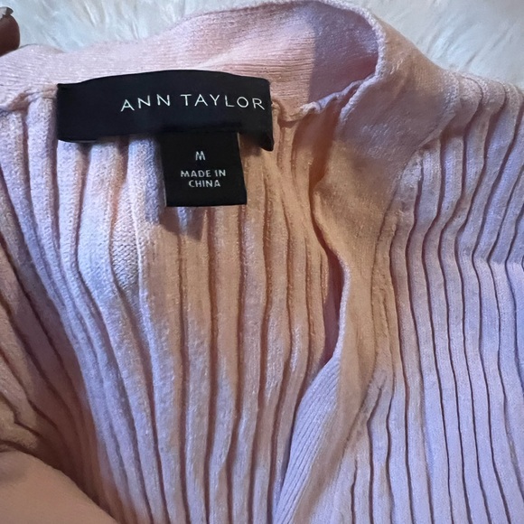 Ann Taylor Pink Ribbed Knit Button Up Cardigan Sweater - Picture 5 of 7